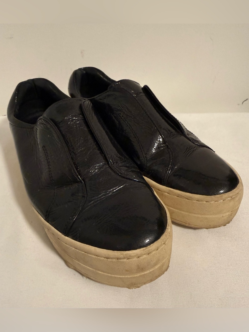 J/SLIDES Alara Charcoal Patent Slip On Platform Sneaker 6